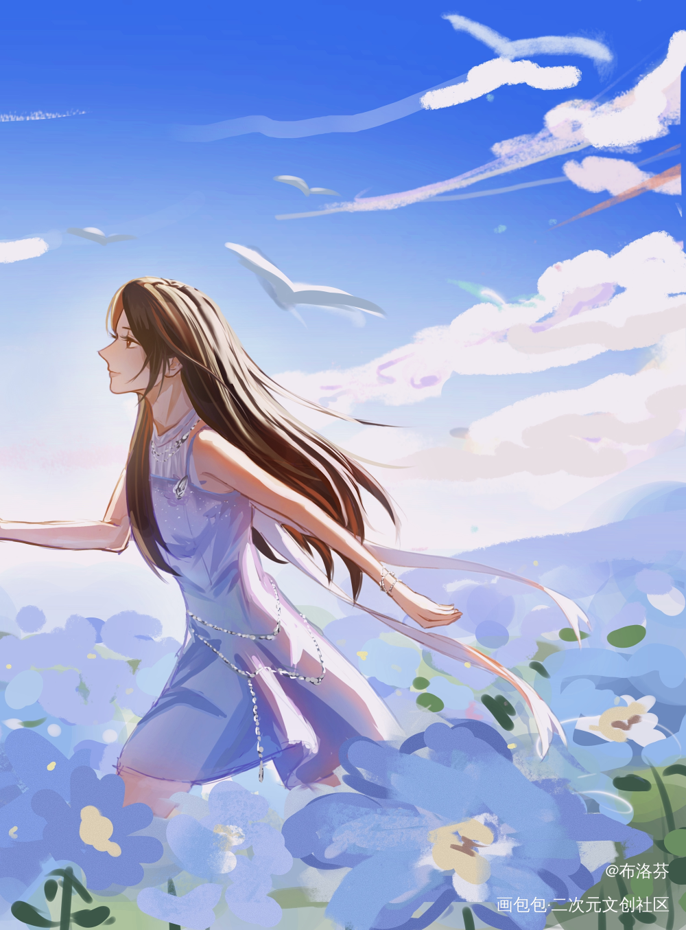 一起漫步乌鲁鲁星吧_恋与深空同人沈星回摸鱼绘画绘画作品
