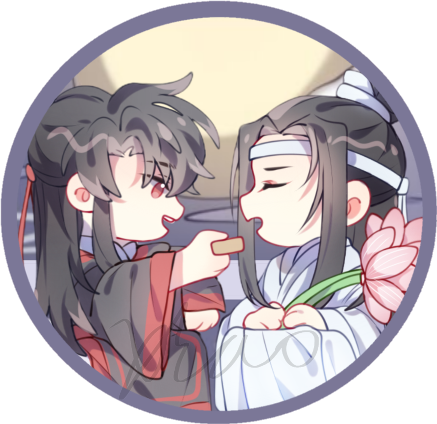 忘羡中秋，吃月饼～_魔道祖师忘羡蓝忘机·魔道祖师魏无羡·魔道祖师绘画作品