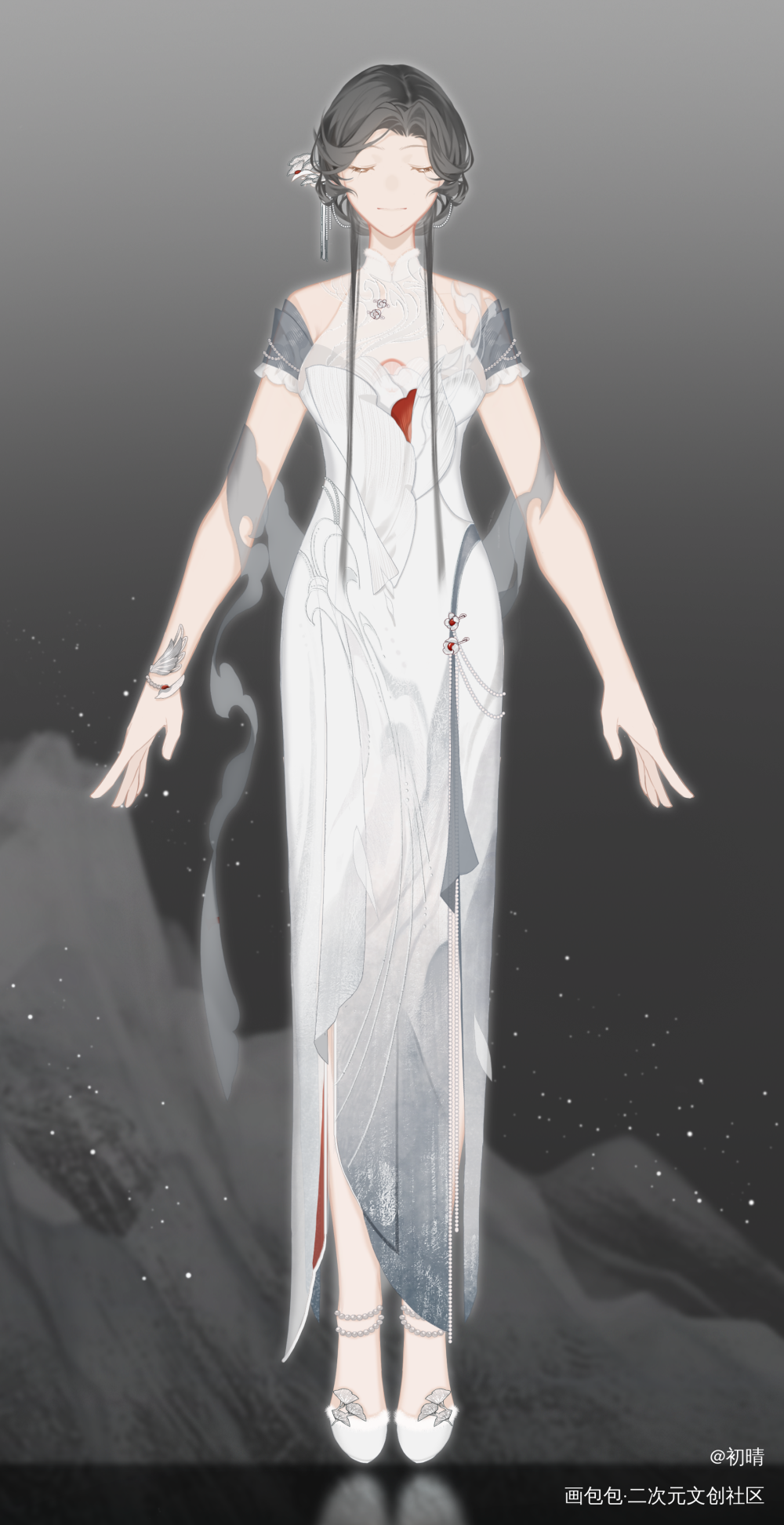 鹤栖云隐_剑网3服装设计绘画作品