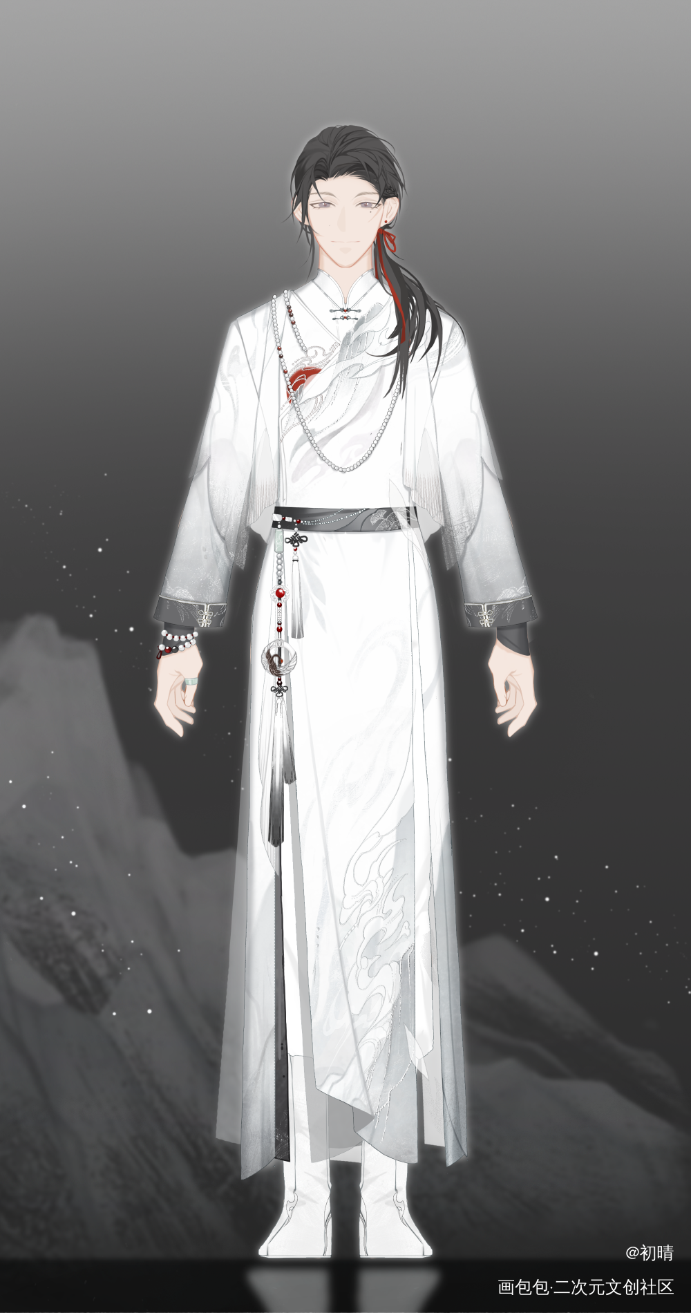 鹤栖云隐_剑网3服装设计绘画作品