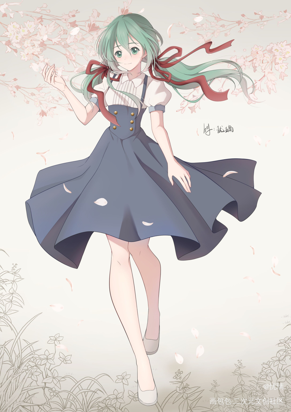 致逝去的三月的你🌸_初音未来初音miku绘画作品