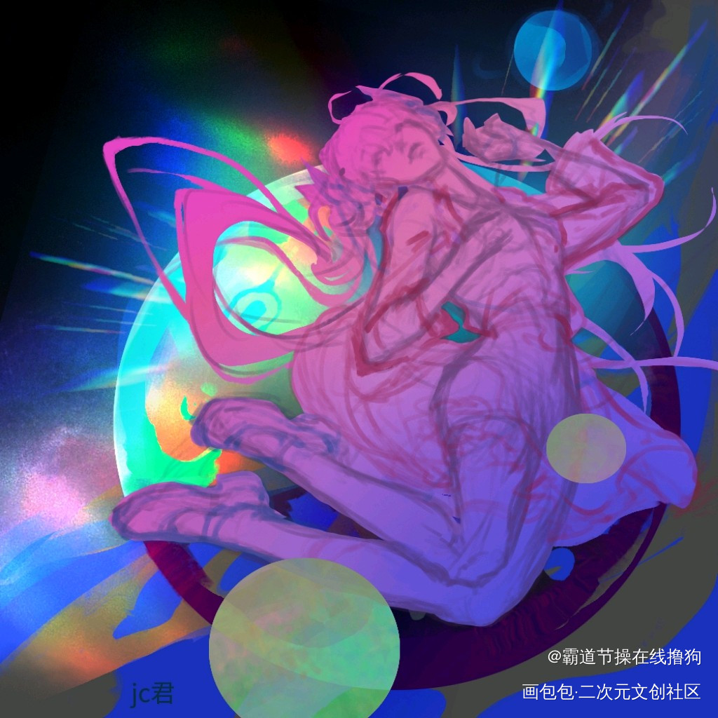 草稿，尝试新画法_赛璐璐摸鱼原创oc绘画作品