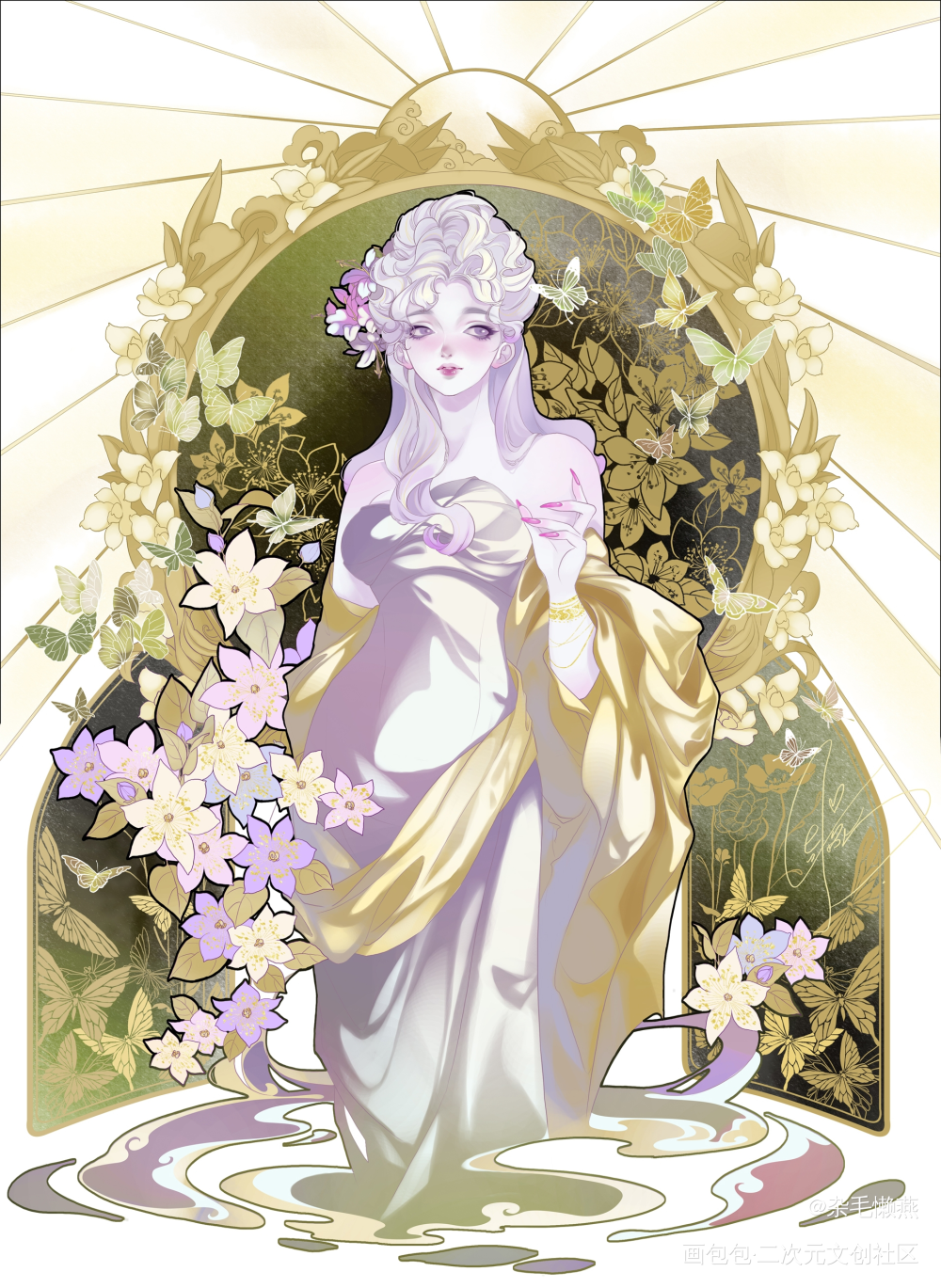 金线蝶舞_绘画作品