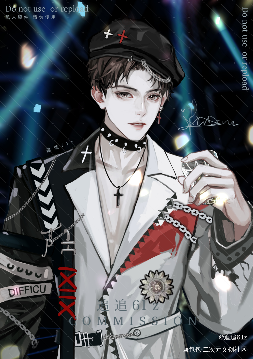 oc｜夜场情侣轻轻帅翻世界_稿件展示procreate画画约稿绘画oc绘画作品