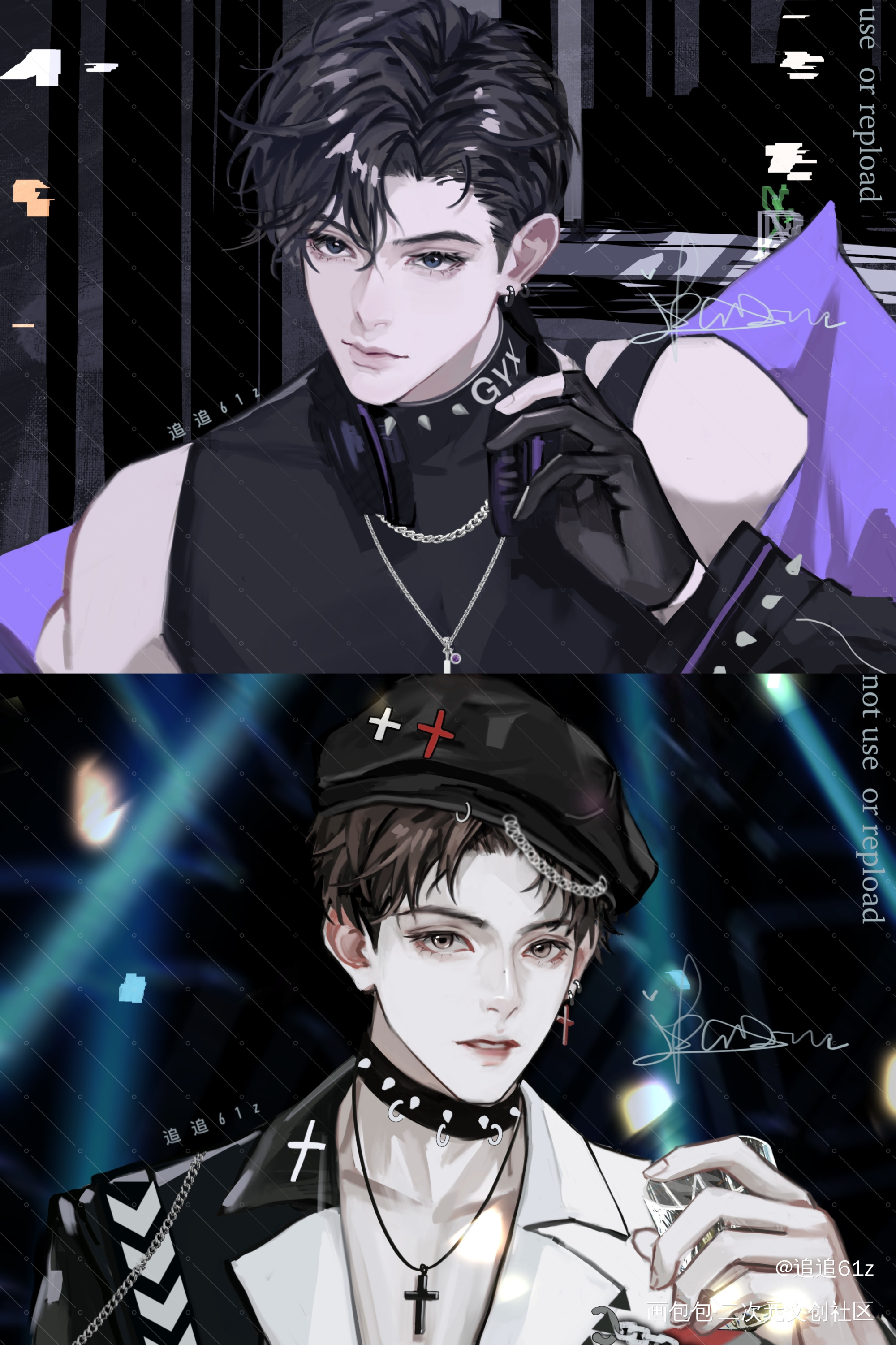 oc｜夜场情侣轻轻帅翻世界_稿件展示procreate画画约稿绘画oc绘画作品