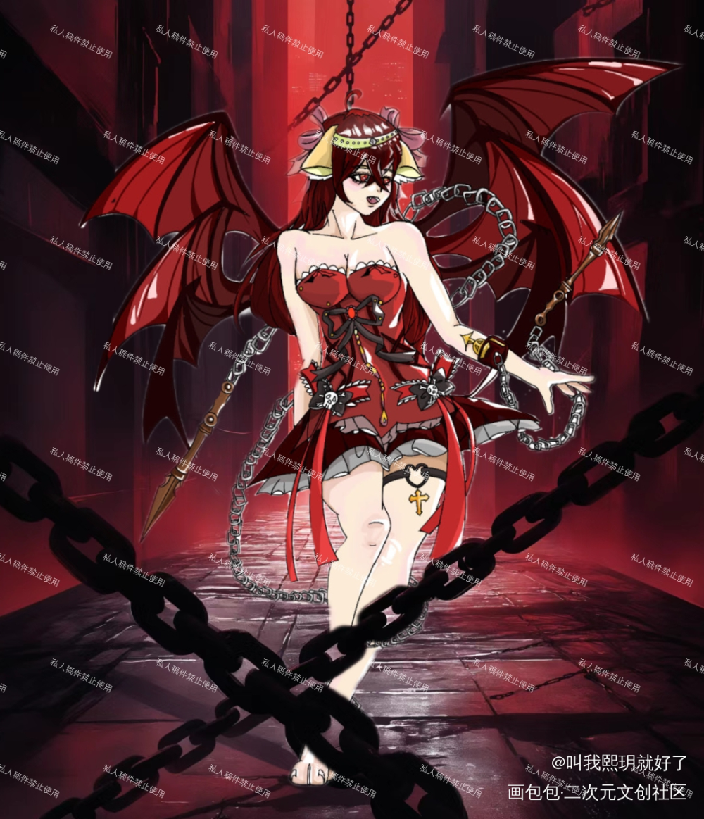 恶魔喵oc_人物练习平涂角色设计接稿oc绘画作品
