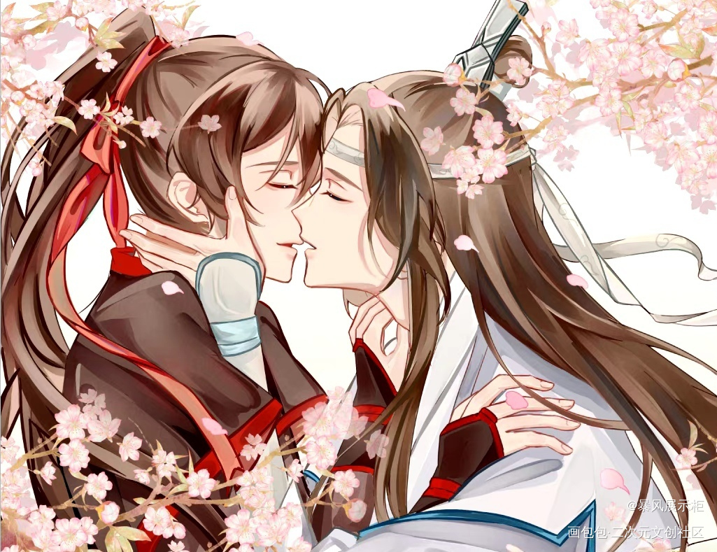 桃花载酒不羡仙_魔道祖师蓝忘机·魔道祖师魏无羡·魔道祖师绘画作品