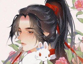 兔兔贴贴_绘画作品