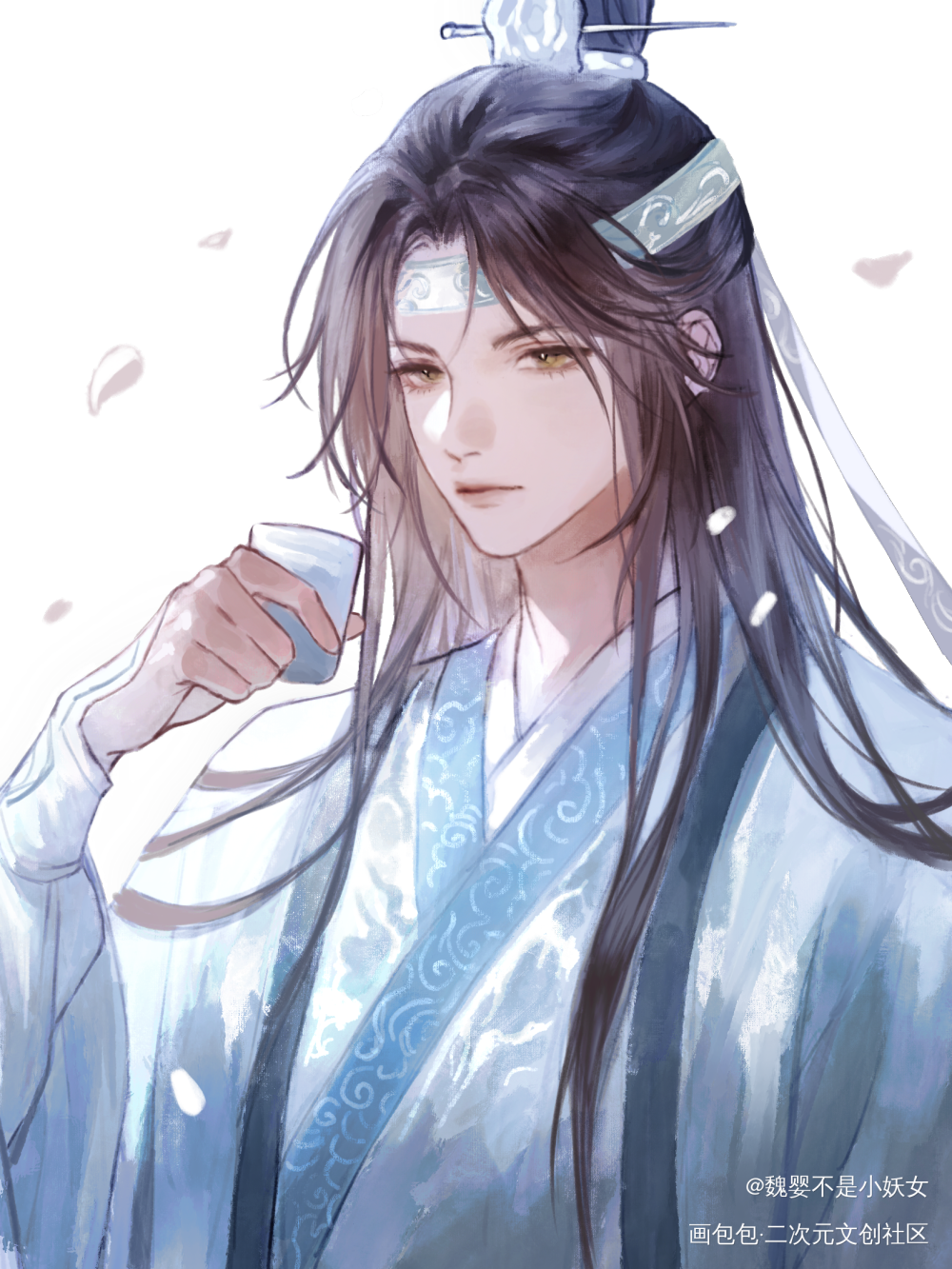 品茶叽x饮酒羡_魔道祖师蓝忘机魏无羡绘画作品
