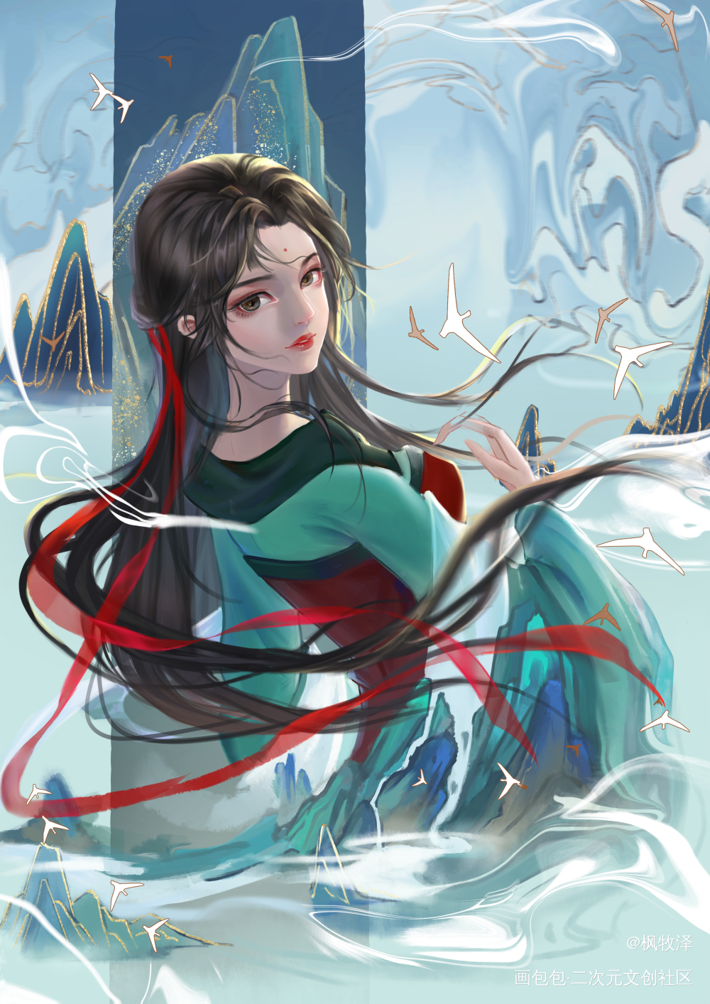 古风原创oc 千里江山拟人_中国风国风古风拟人画画原创oc绘画作品