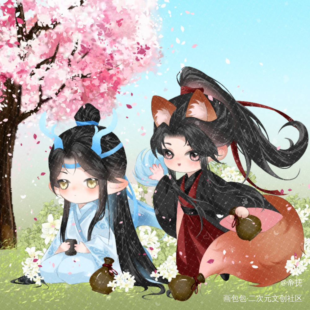 喝酒摸龙尾，生活美滋滋_绘画作品