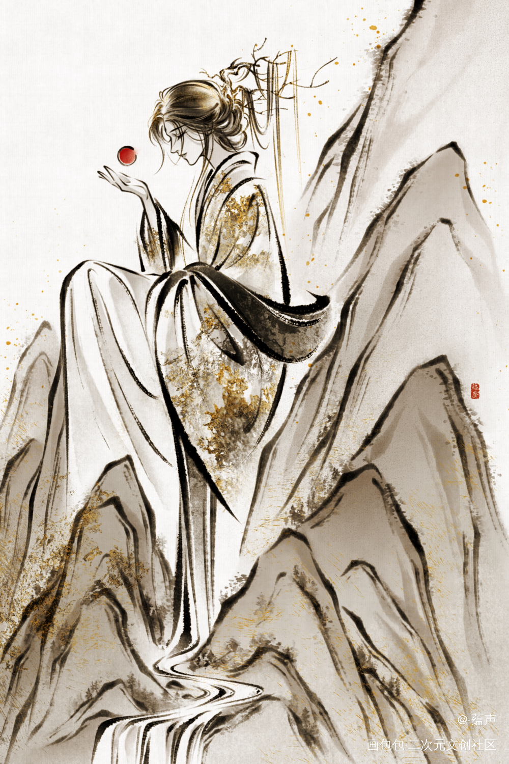 “青山见我应如是。”_如烟海插画原创oc绘画作品