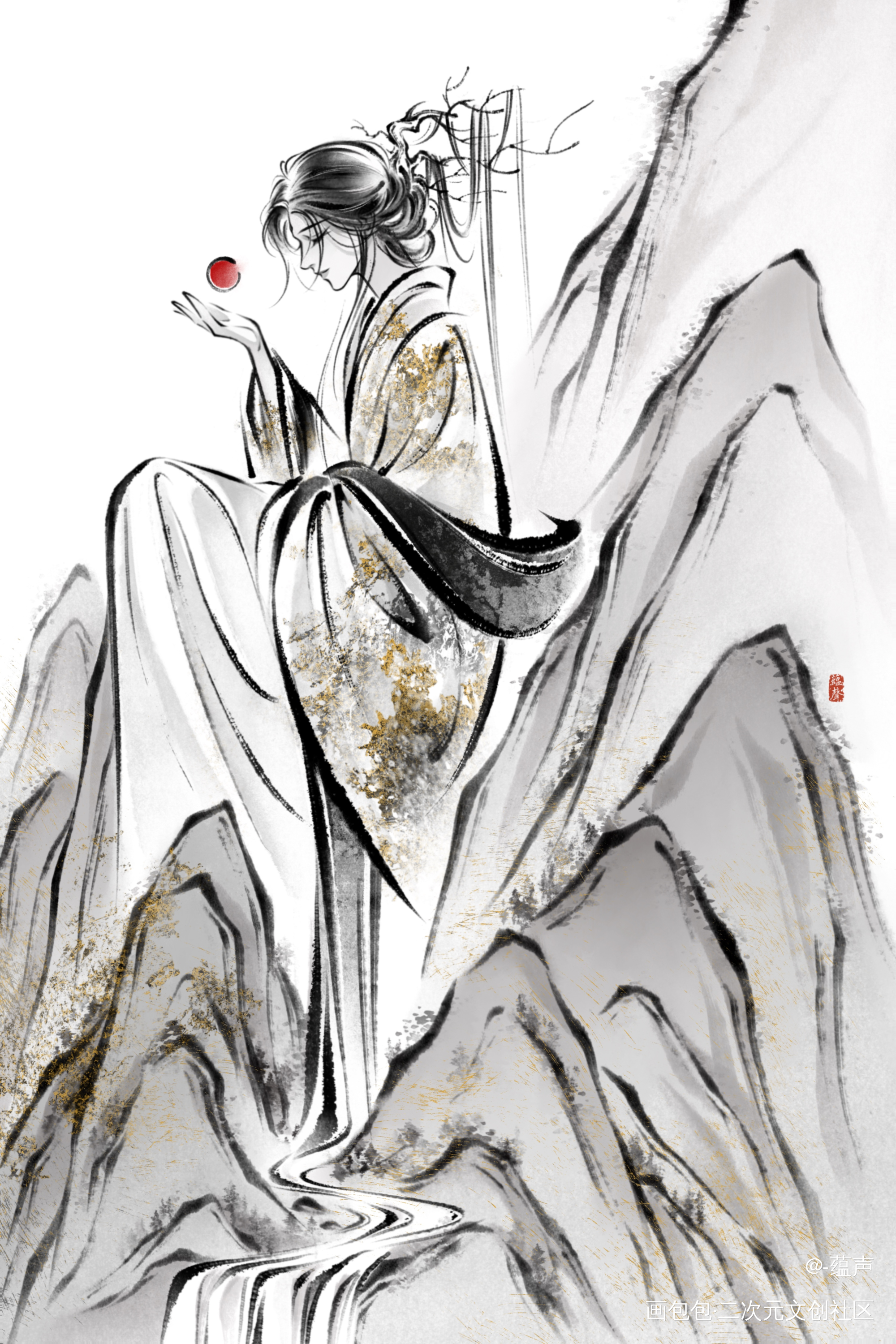 “青山见我应如是。”_如烟海插画原创oc绘画作品