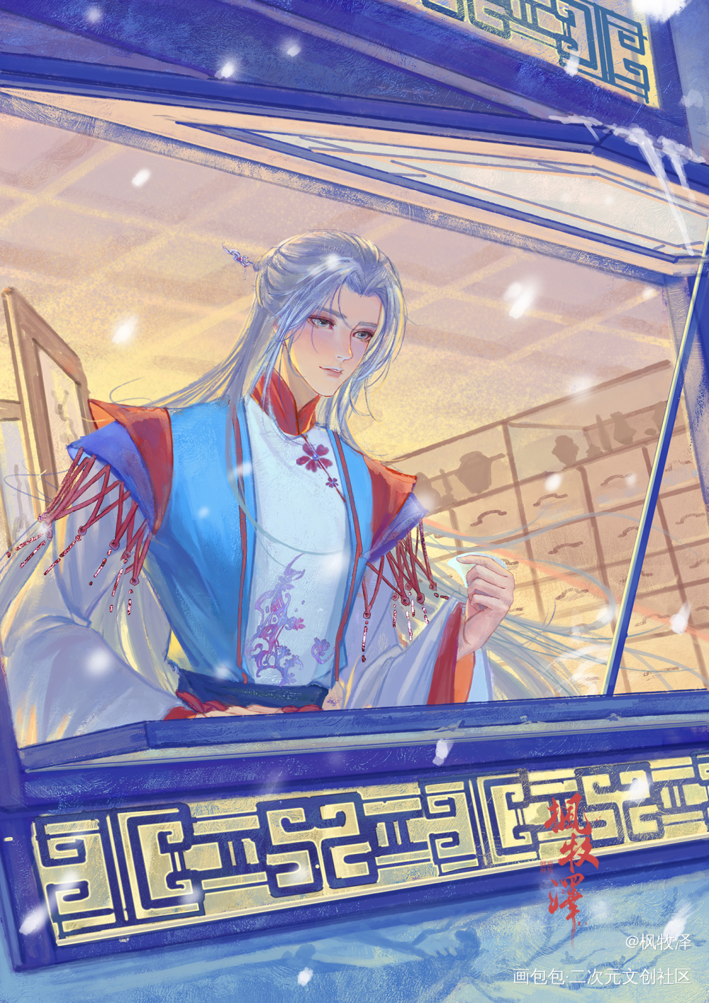 是朋友的oc，原创人设_国风古风少年画画原创oc绘画作品