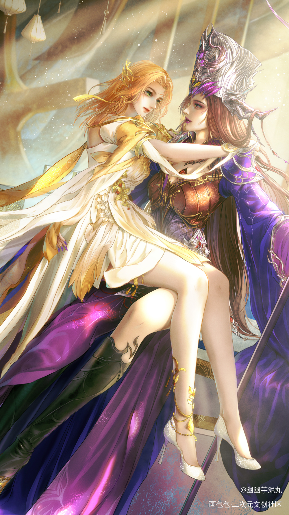 比比东X胡列娜_斗罗大陆比比东·斗罗大陆百合斗罗大陆胡列娜绘画作品