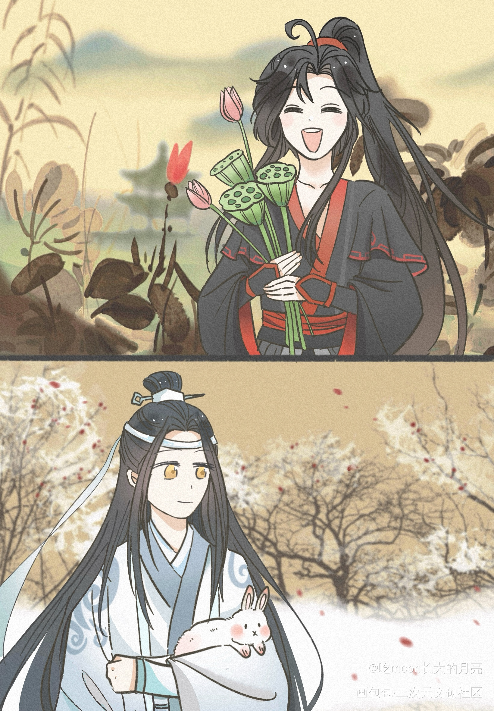 浅回归一下_魔道祖师蓝忘机·魔道祖师魏无羡·魔道祖师蓝忘机魏无羡绘画作品
