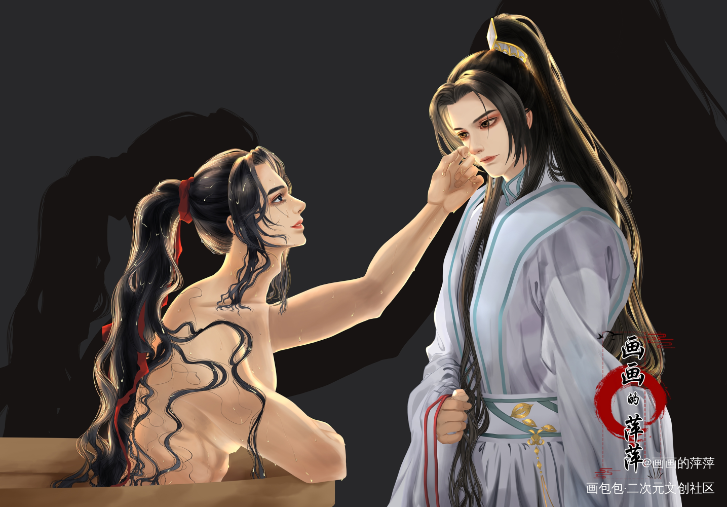 本座与你当年事_二哈和他的白猫师尊燃晚楚晚宁墨燃绘画作品