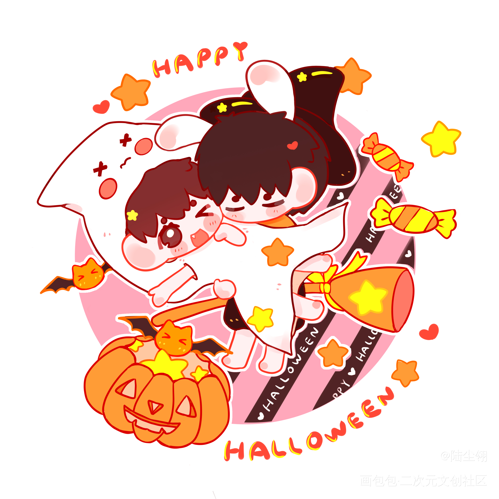 抓住两只可爱鬼🎃_瓶邪瓶邪金婚绘画作品
