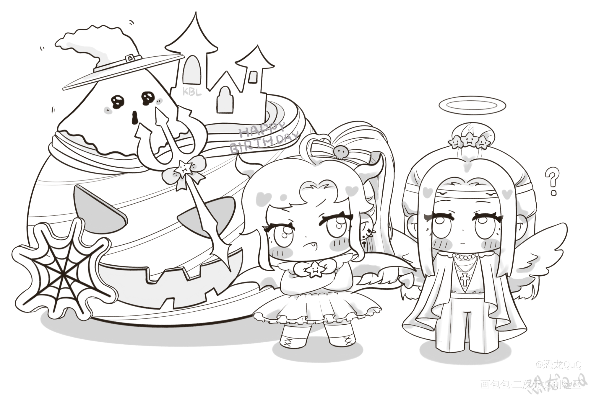 讨伐这只幽灵南瓜蛋糕！乖乖被老祖吃掉叭！_魔道祖师忘羡魏无羡1031生日快乐绘画作品