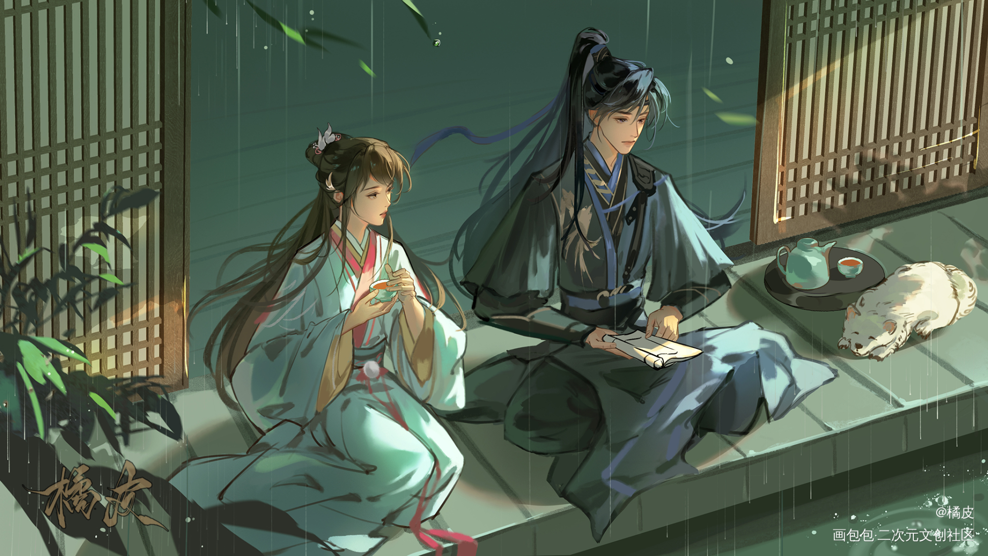 闲时听雨_代号鸢傅融·代号鸢傅广代号鸢广陵王绘画作品