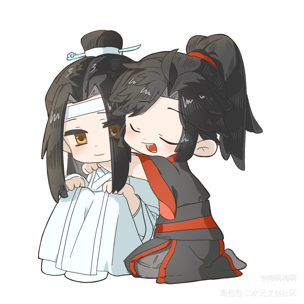 忘羡 | “最喜欢含光君啦~”_魔道祖师忘羡蓝忘机魏无羡绘画作品