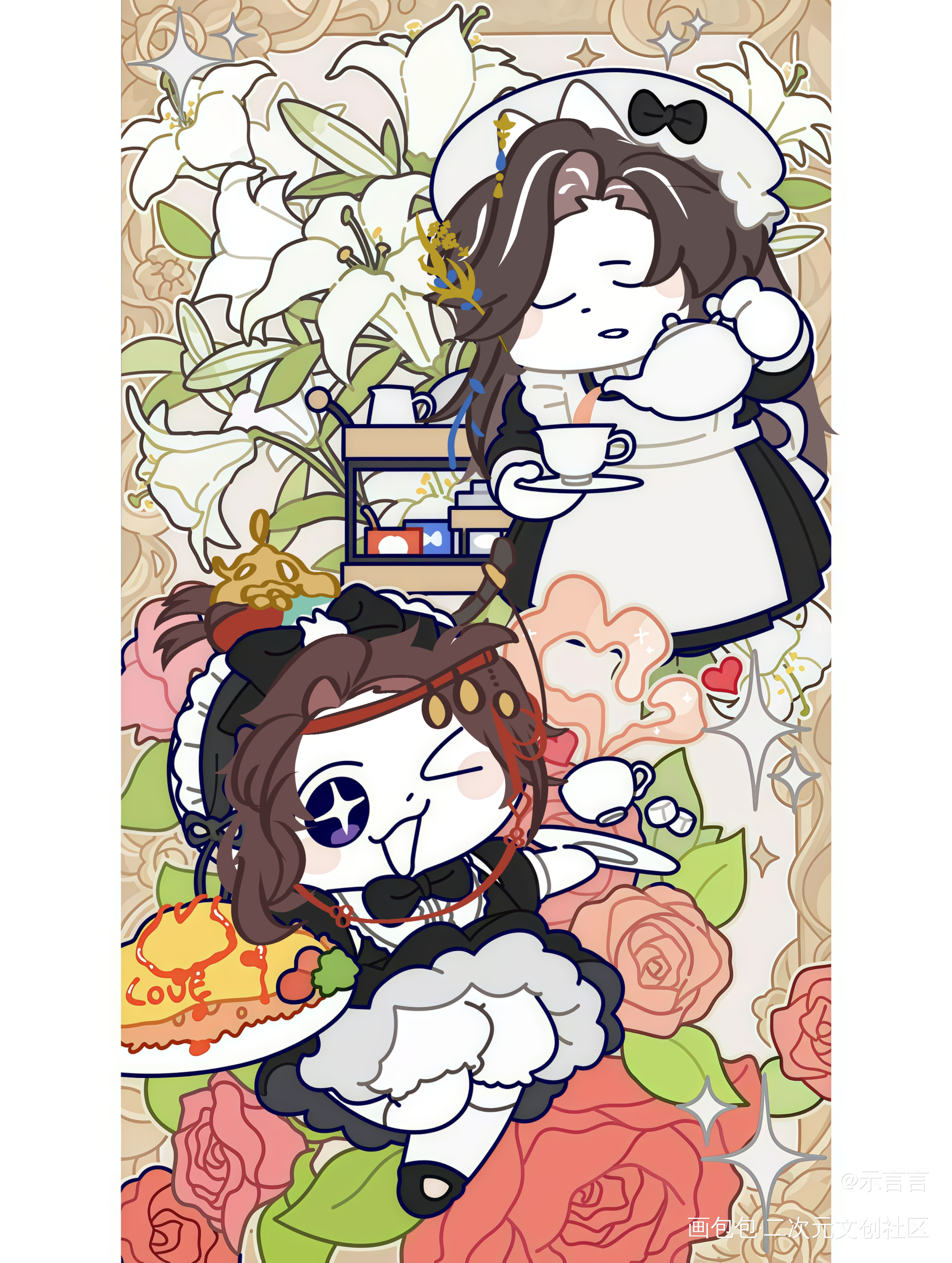 鸡蛋兄弟爆改小女仆_代号鸢鸢诞瑾绘画绘画作品