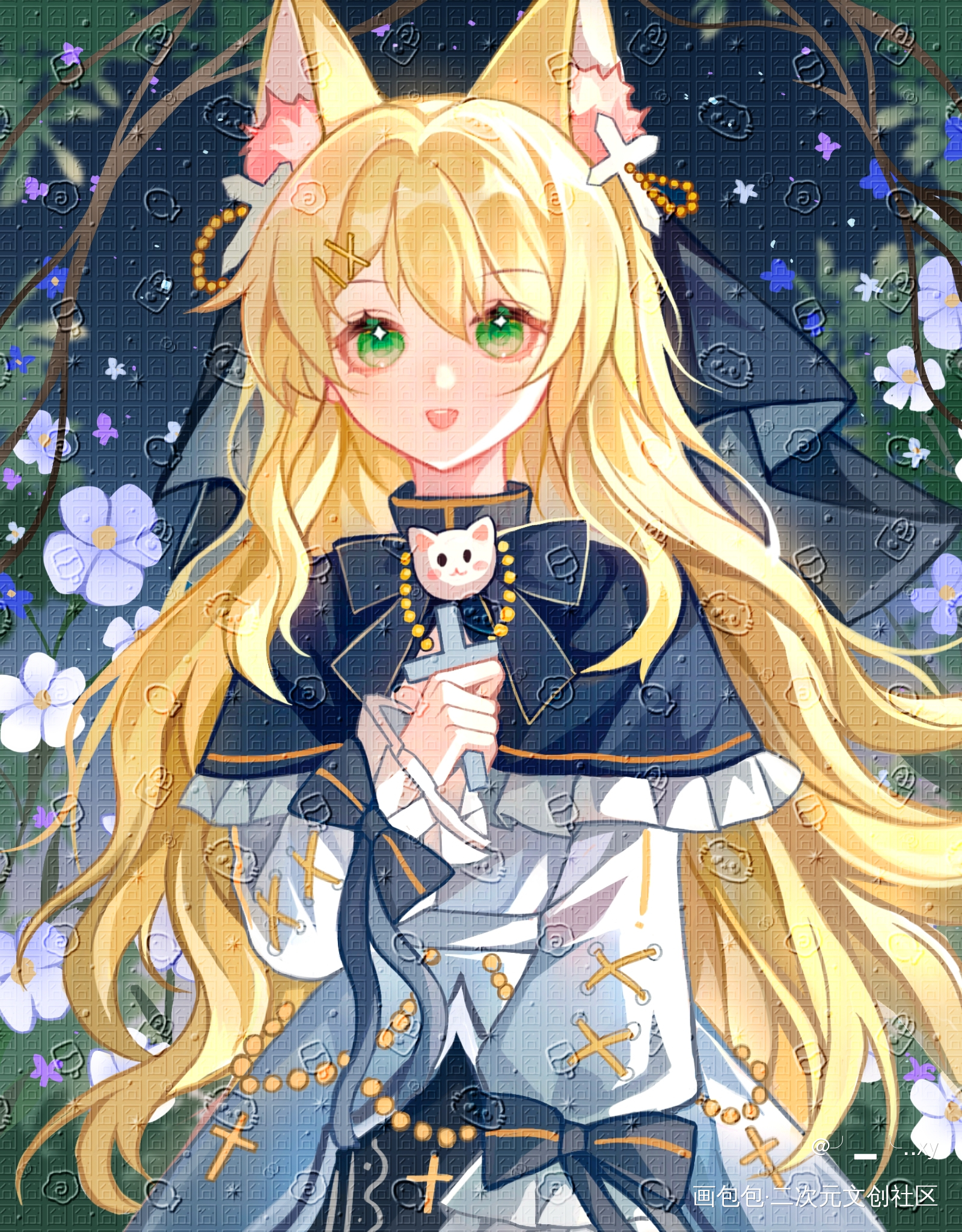 修猫物语_我在惊悚游戏里封神修女菲比菲比绘画作品
