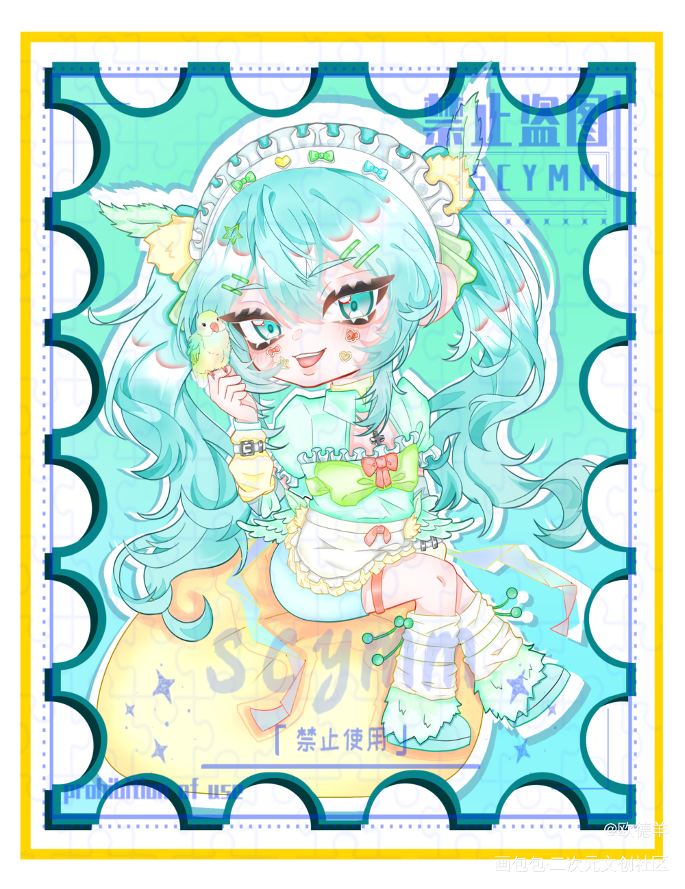 牡丹鹦鹉_稿件绘画oc绘画作品