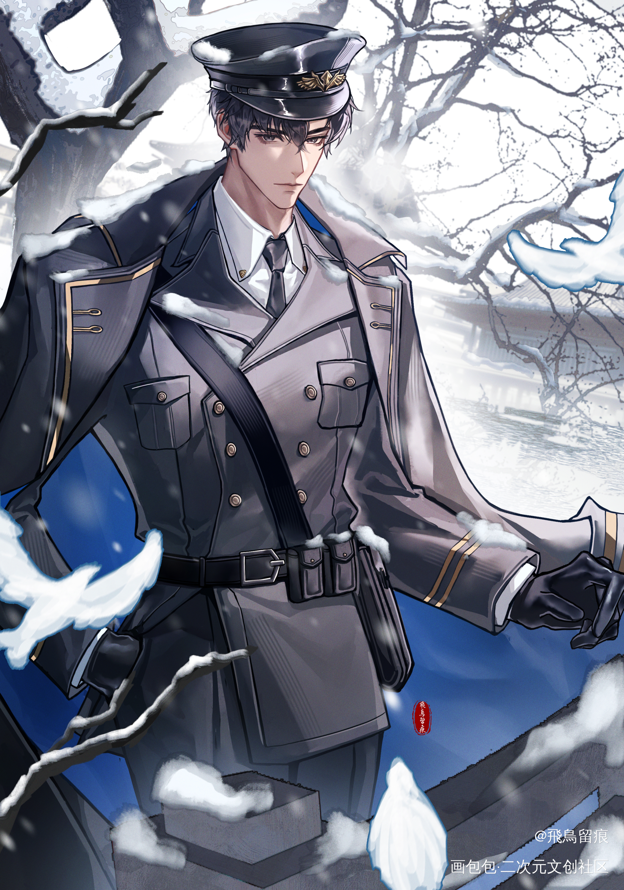 【顾时夜】落雪为念_顾时夜世界之外绘画作品