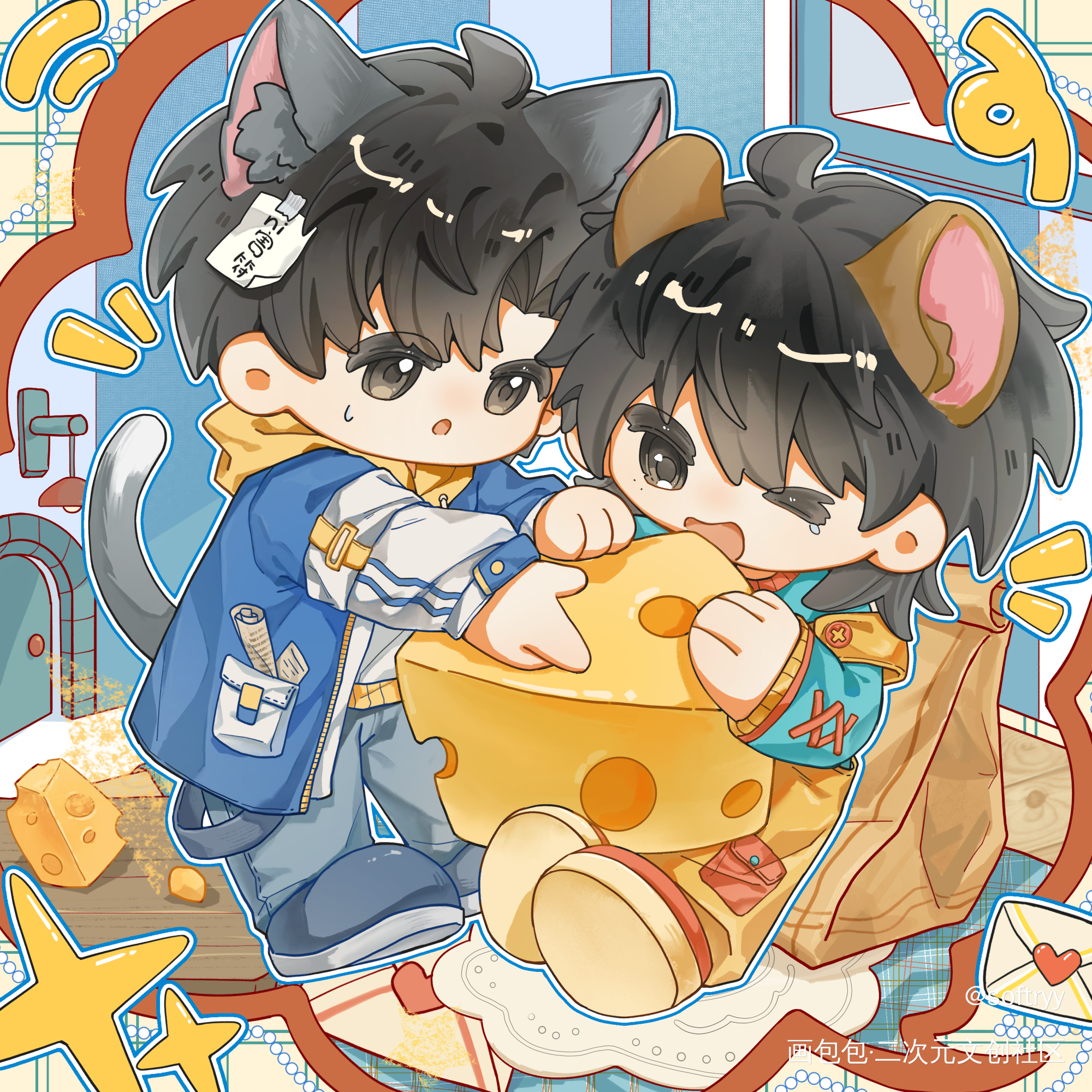 🐾𝙏𝙤𝙢 & 𝙅𝙚𝙧𝙧𝙮🧀_放学等我茶泡饭重逢一周年绘画作品