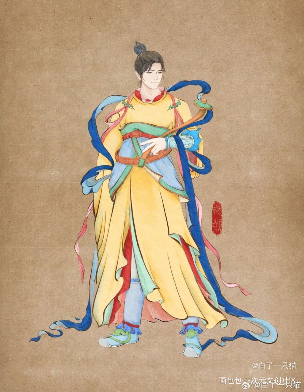 清源妙道真君_杨戬·新神榜杨戬杨戬水墨古风绘画作品