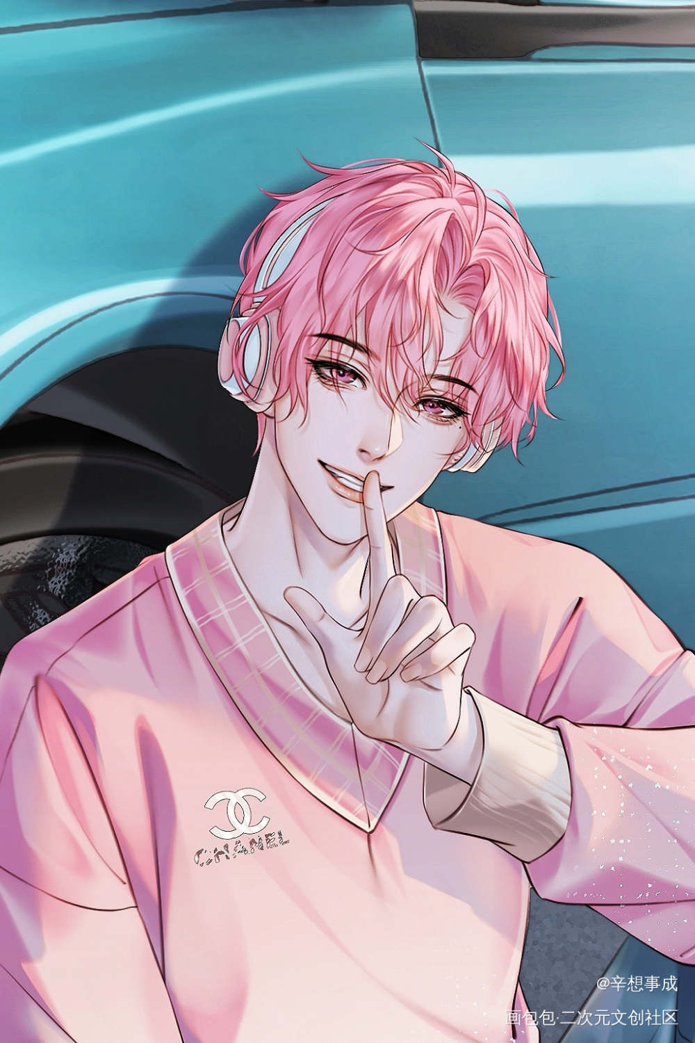 甜蜜笑容_188男团赵锦辛·谁把谁当真绘画作品