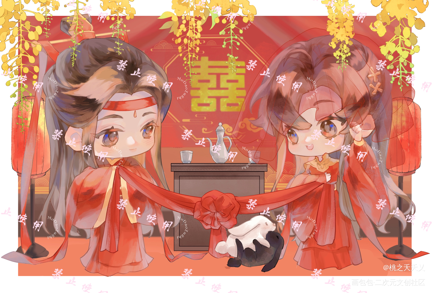 大婚_魔道祖师蓝忘机·魔道祖师魏无羡·魔道祖师绘画作品