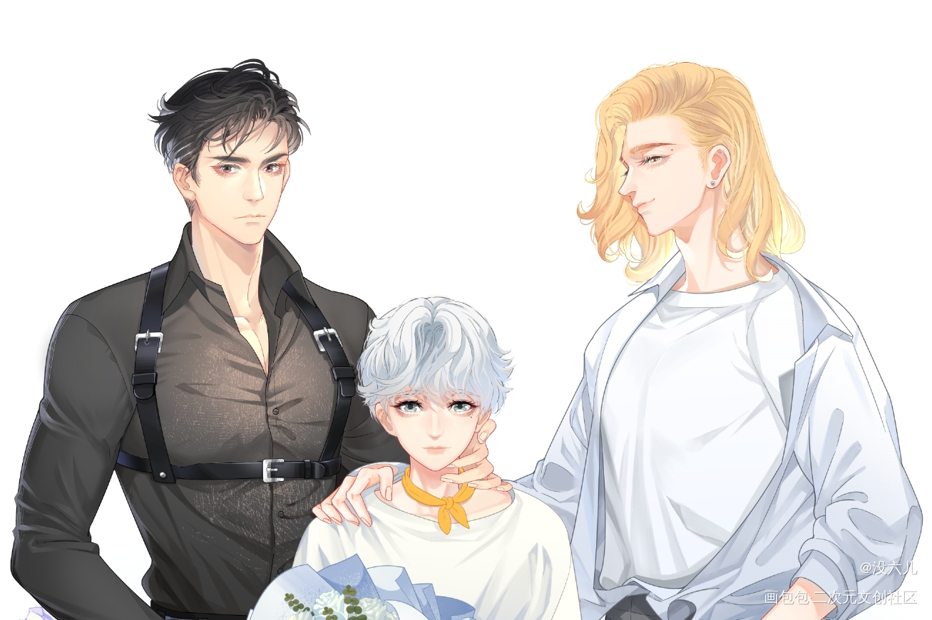 全家福_今日OC推荐三人行必有哥哥弟弟原创oc绘画作品