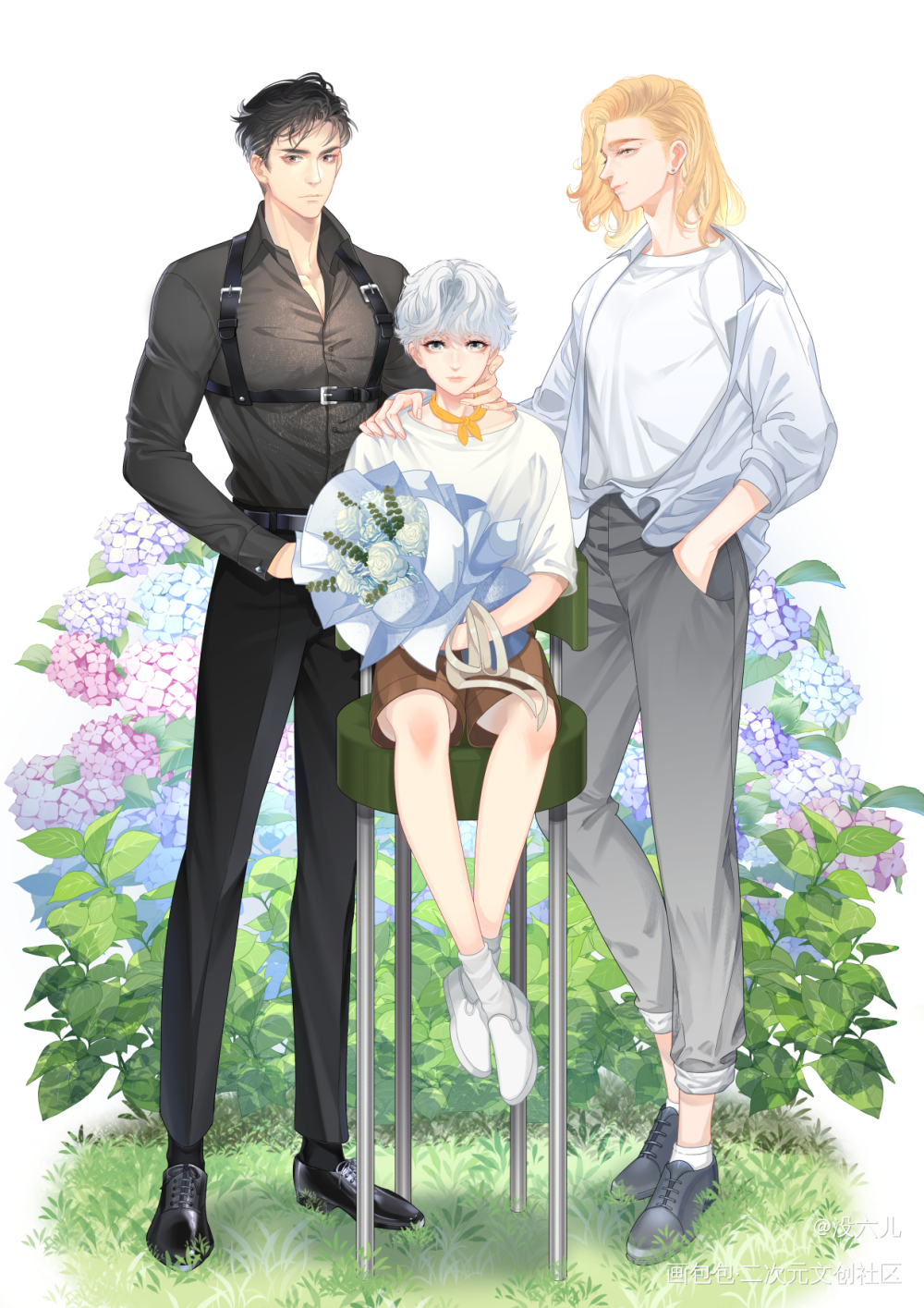 全家福_今日OC推荐三人行必有哥哥弟弟原创oc绘画作品
