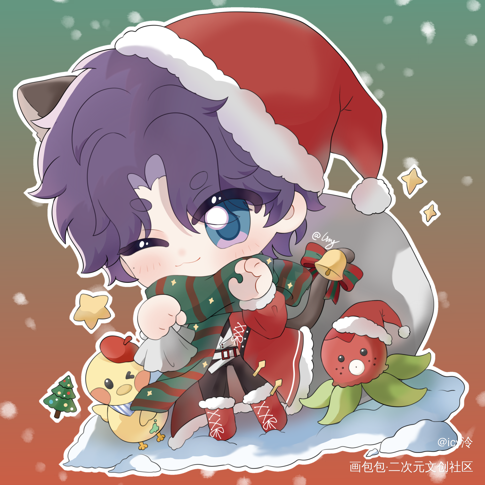 Merry Christmas_恋与深空Q版恋与深空祁煜绘画作品