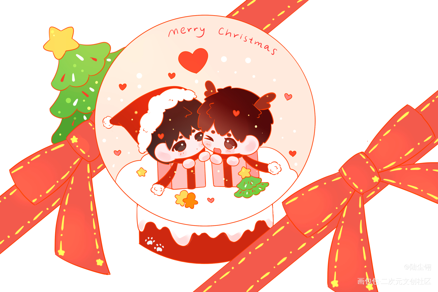 🎄merry Christmas_瓶邪瓶邪金婚绘画作品