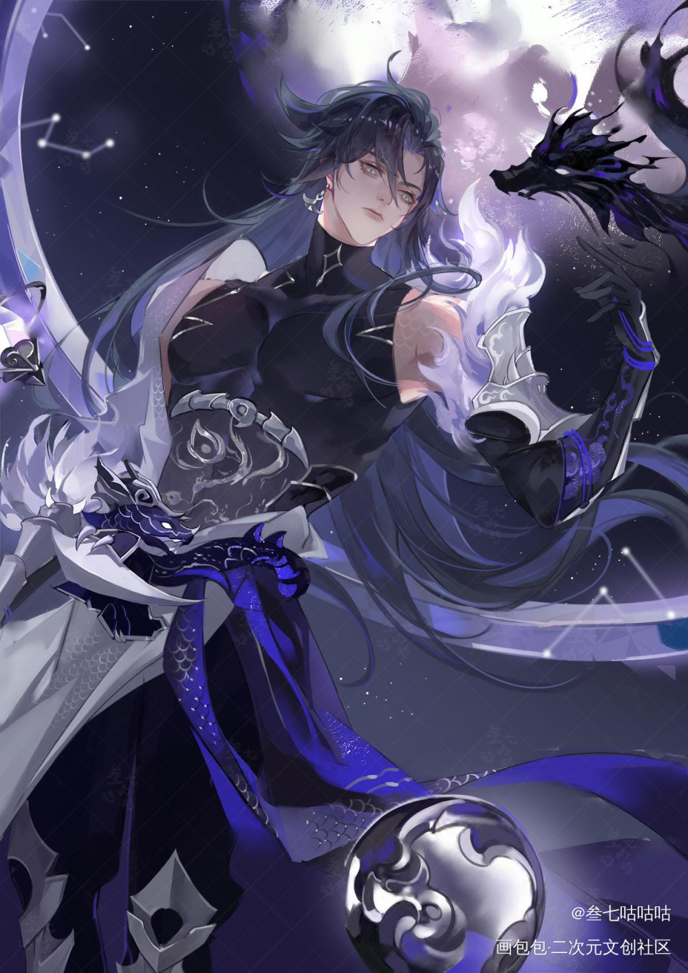 天塌了都有荒总的脸撑着_阴阳师荒同人图插画同人神启荒绘画作品