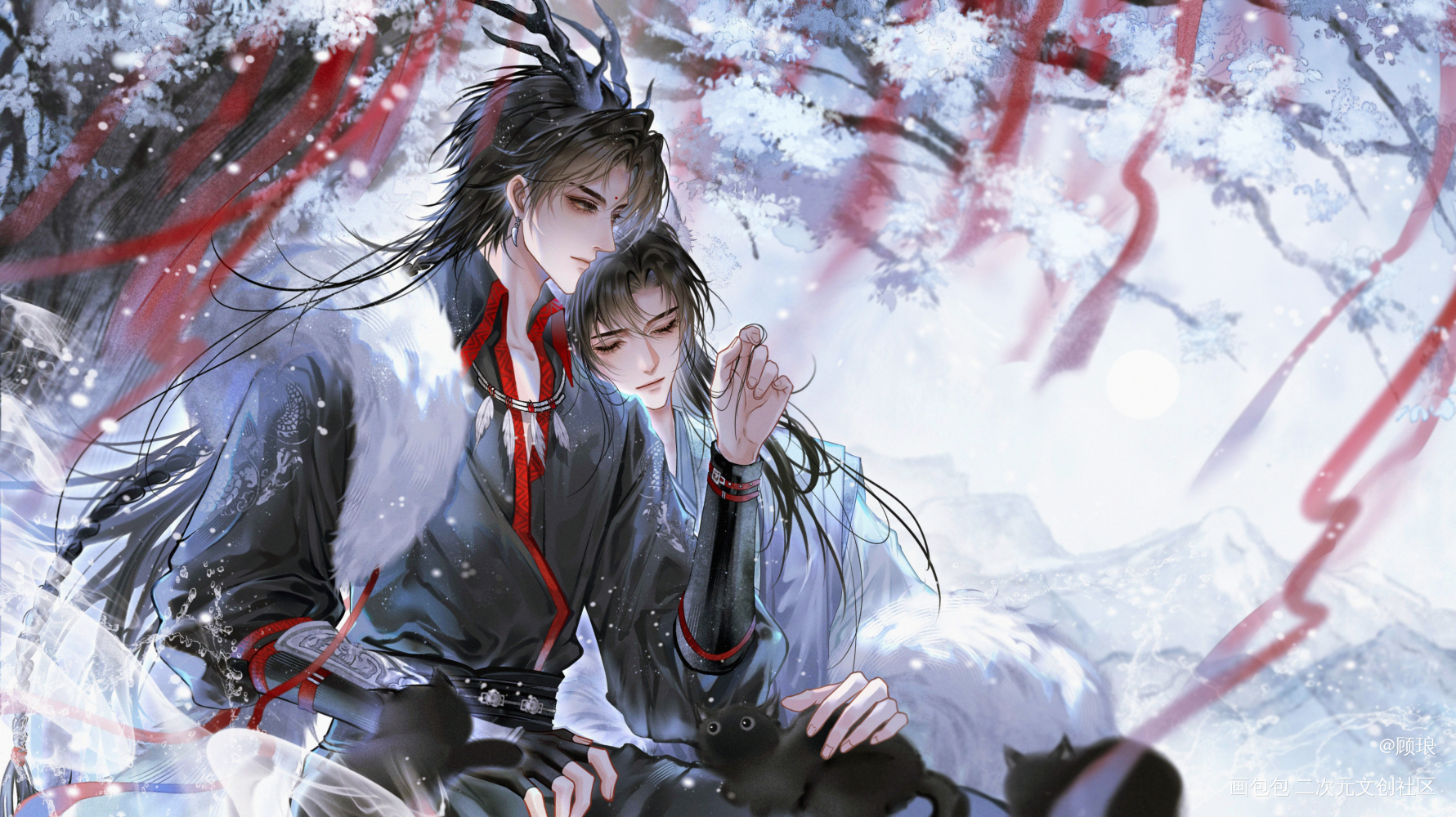 「山河今夜忽飞雪。」_古剑奇谭古风同人苏兰绘画绘画作品
