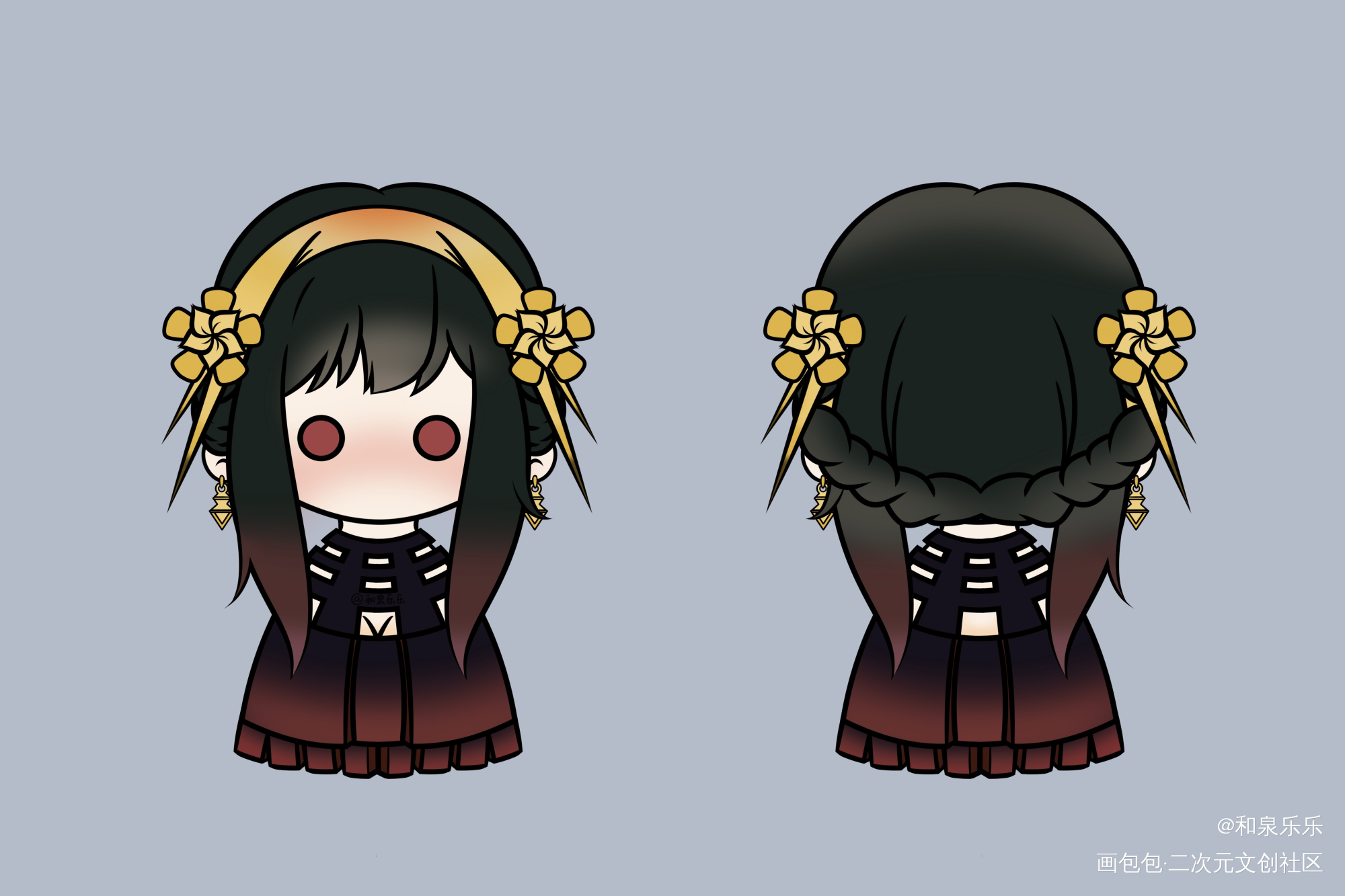阿尼亚和约尔_间谍过家家Q版绘画作品