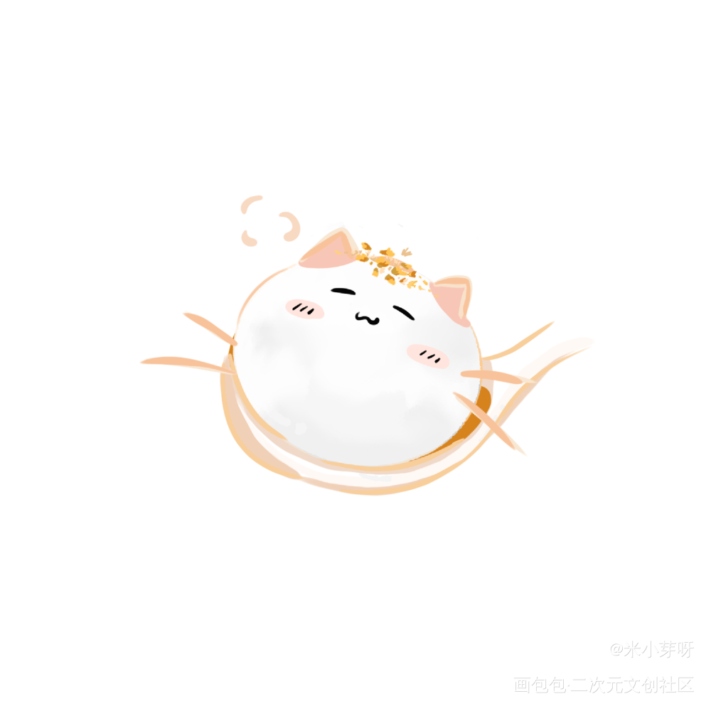 可爱小猫+可爱汤圆+美味草莓蛋糕_绘画作品