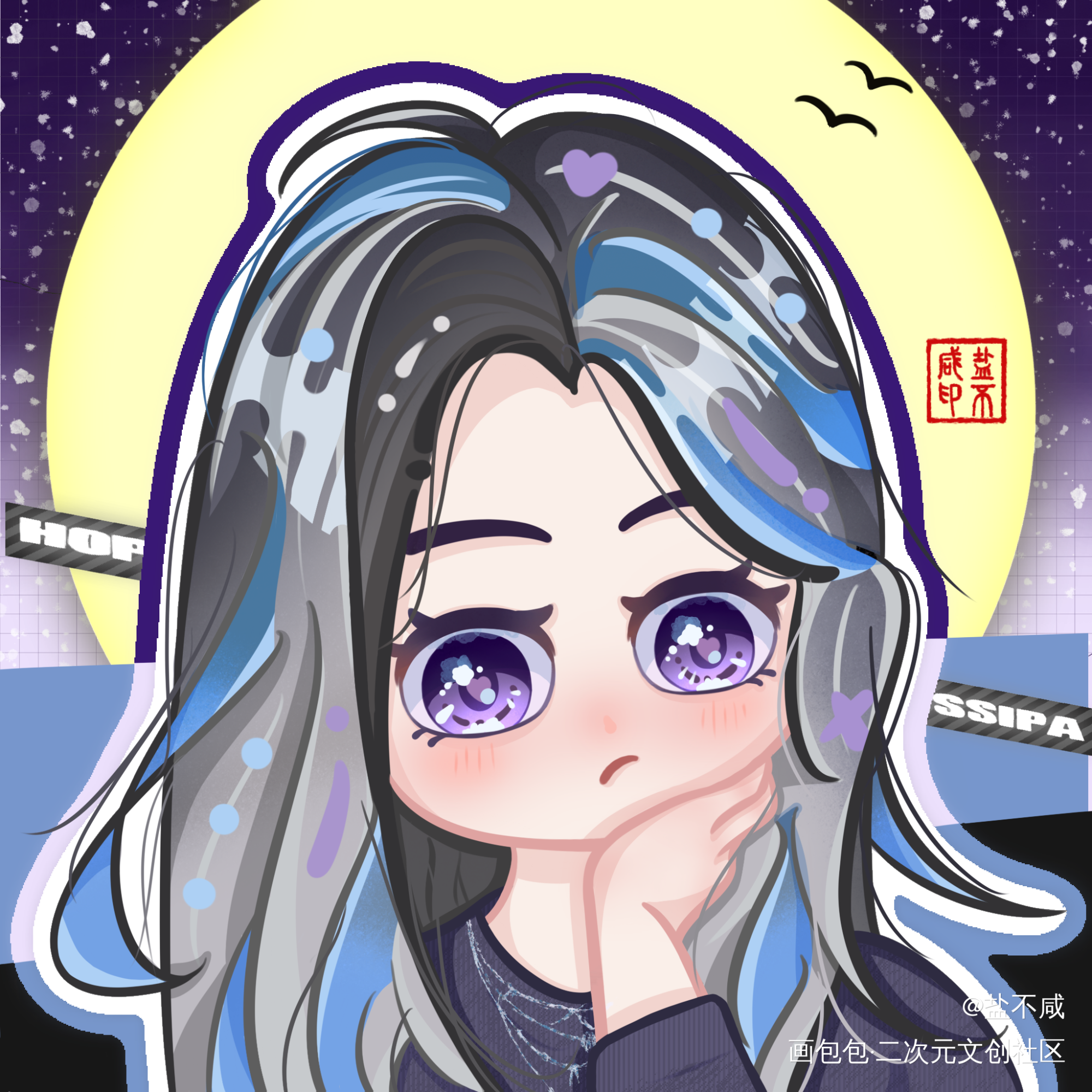 真人转Q版头像，胸章_板绘涂绘画作品