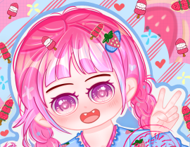 今日份:冰糖草莓虎牙妹_绘画作品