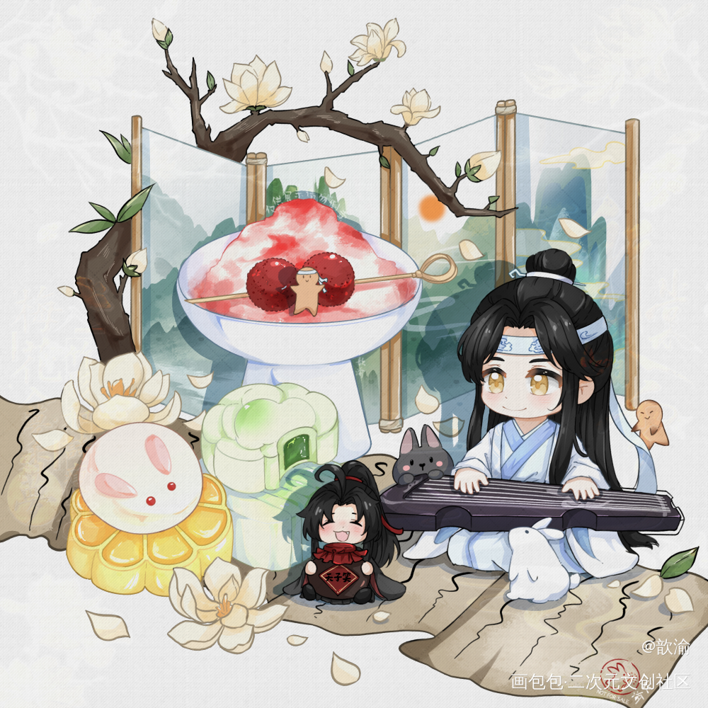 蓝忘机生辰快乐_魔道祖师蓝忘机·魔道祖师魏无羡·魔道祖师蓝忘机生辰快乐绘画作品
