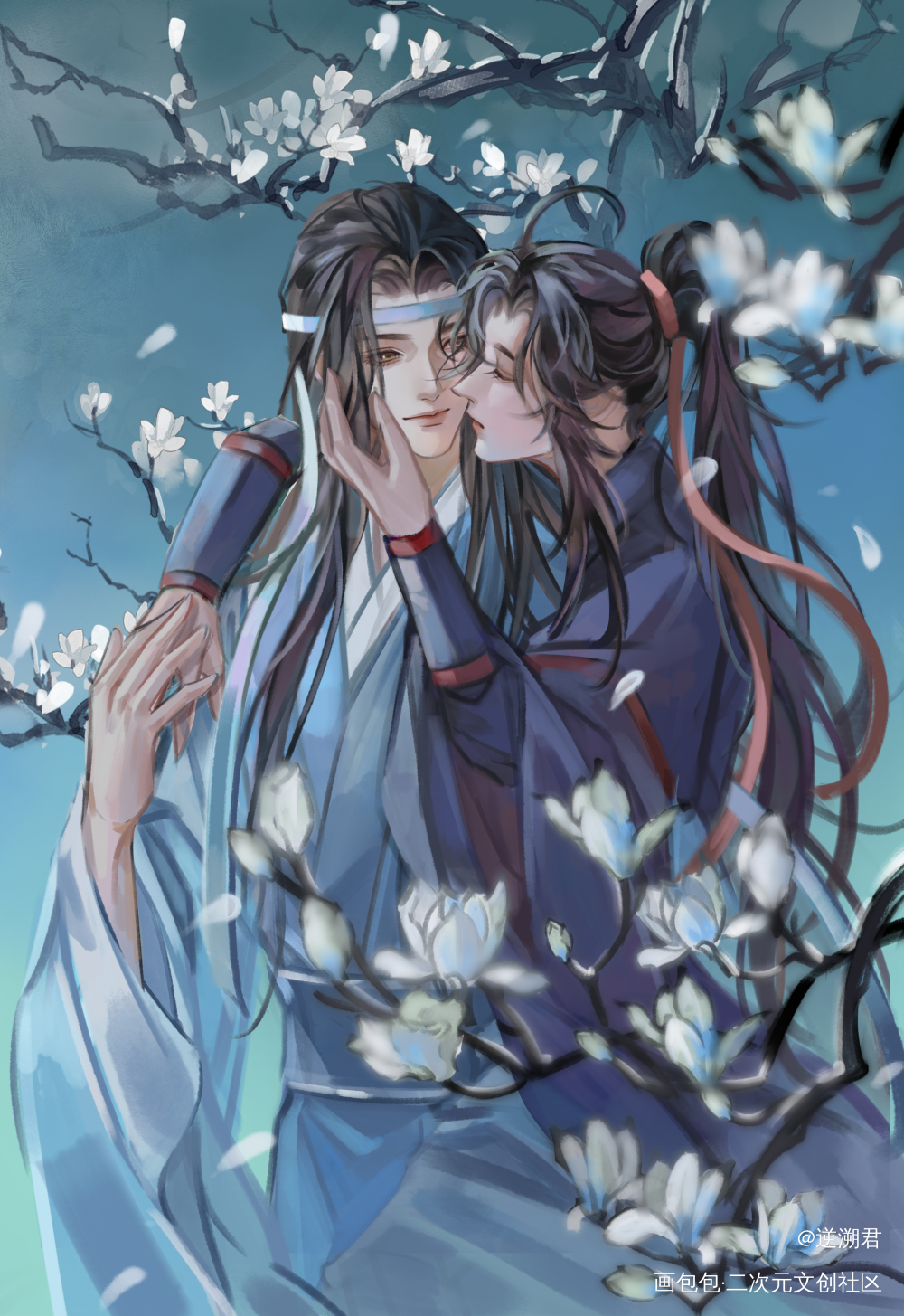 蓝二哥哥～生辰快乐_魔道祖师忘羡蓝忘机魏无羡绘画作品