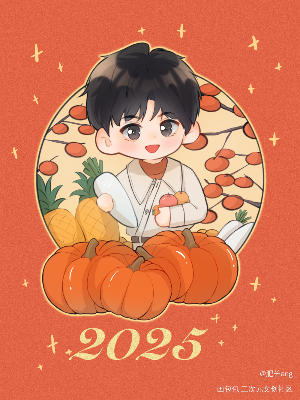 🍎🍊🍍🥕🎃🦊_胡先煦绘画作品