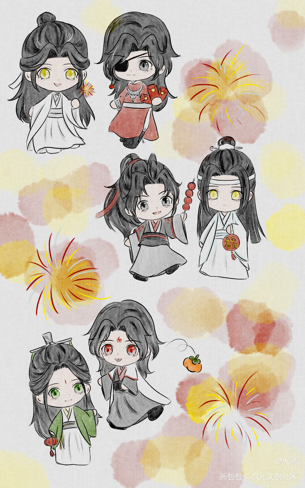 新春快乐！_人渣反派自救系统天官赐福魔道祖师冰秋花怜忘羡墨香铜臭绘画作品