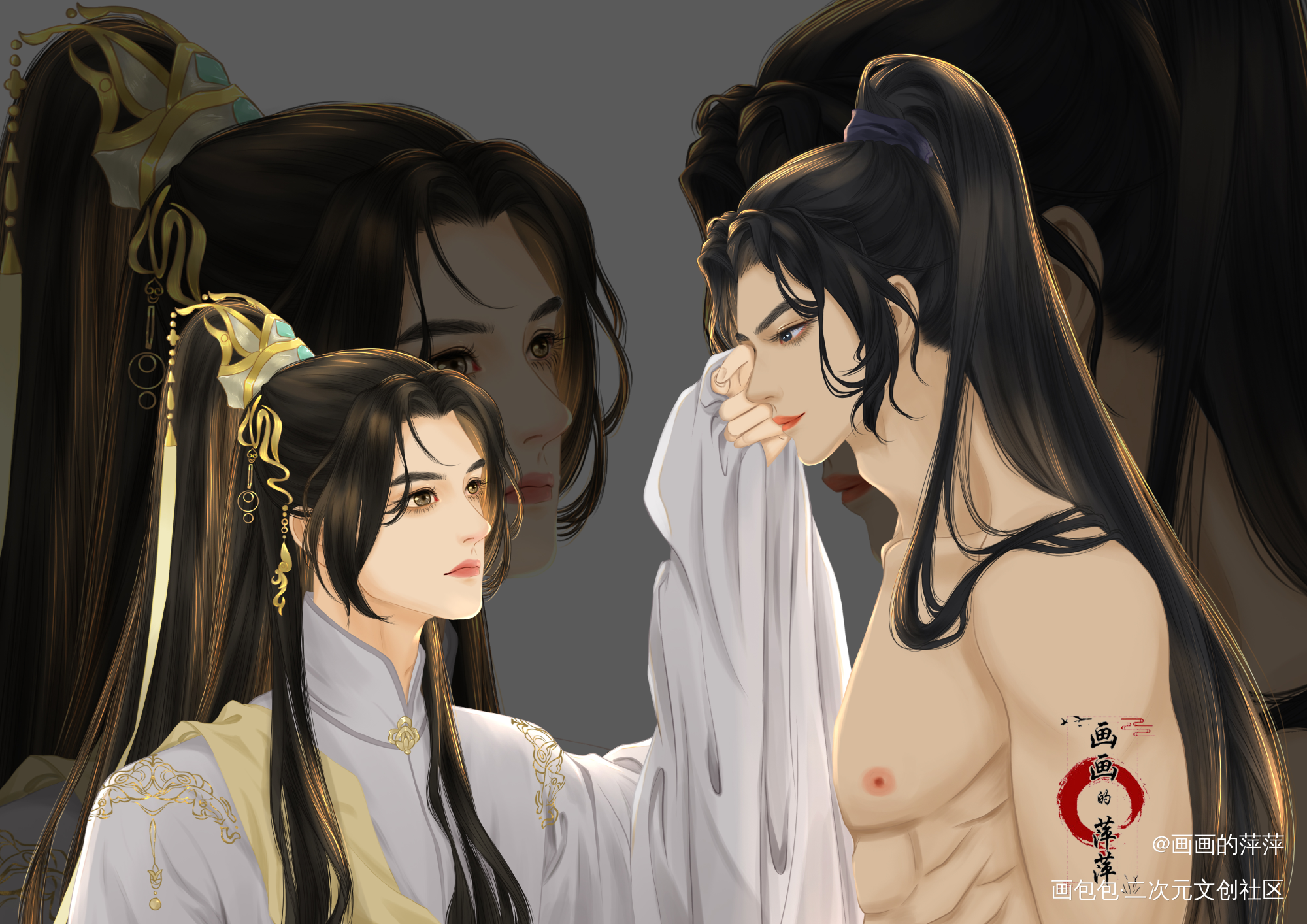 师尊怕是要撩死我_二哈和他的白猫师尊燃晚楚晚宁墨燃晚夜微雨问海棠绘画作品