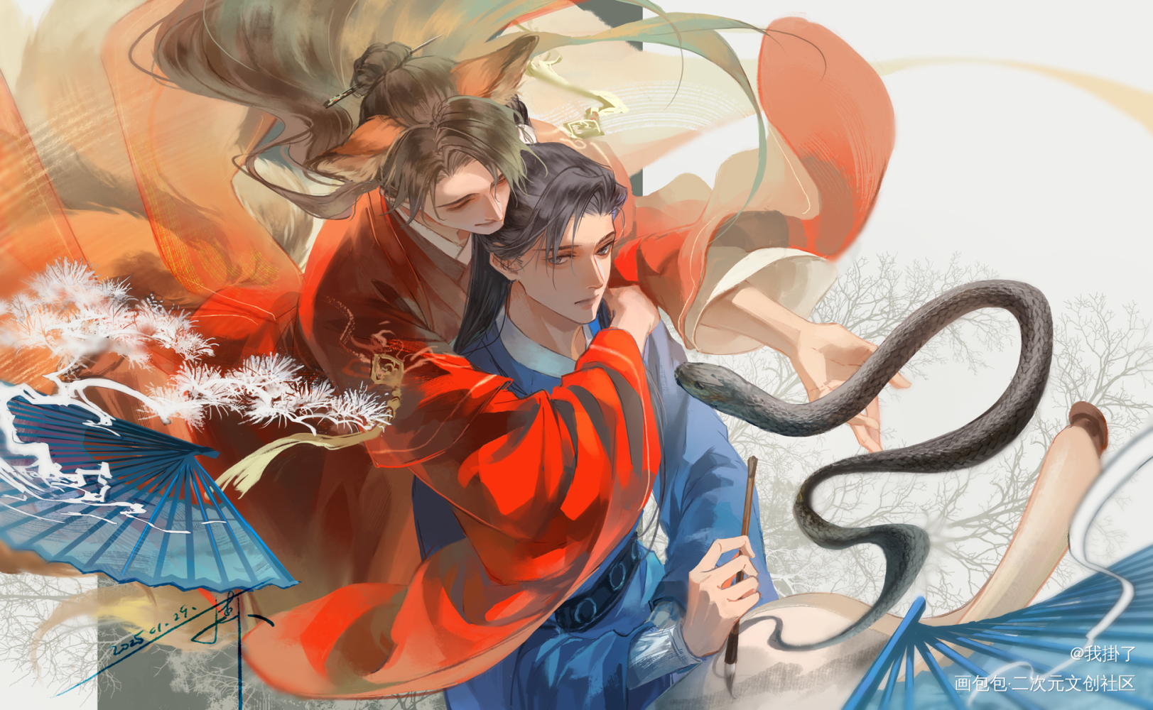 小狐狸拜年~_病案本予呈谢清呈贺予河蟹绘画作品