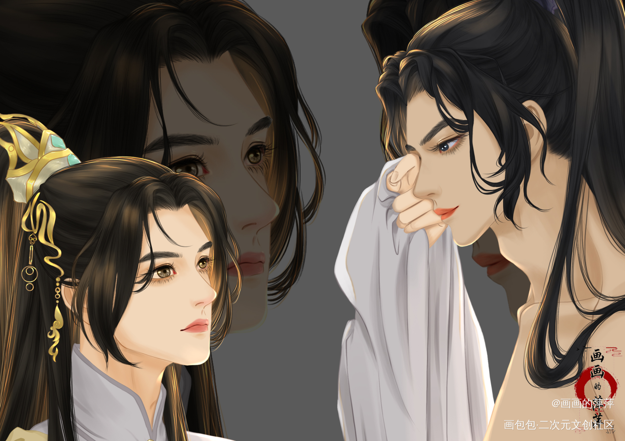 师尊怕是要撩死我_二哈和他的白猫师尊燃晚楚晚宁墨燃晚夜微雨问海棠绘画作品